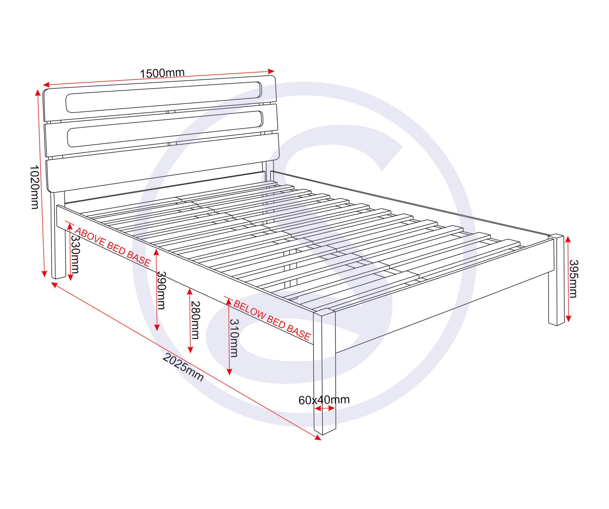 SANTANA 4'6" BED - LIGHT OAK/RATTAN EFFECT