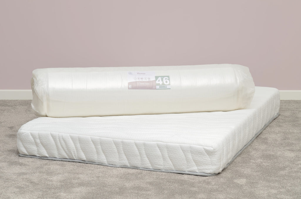 VENUS 4'6" MEMORY COOL ROLLED MATTRESS - WHITE FABRIC