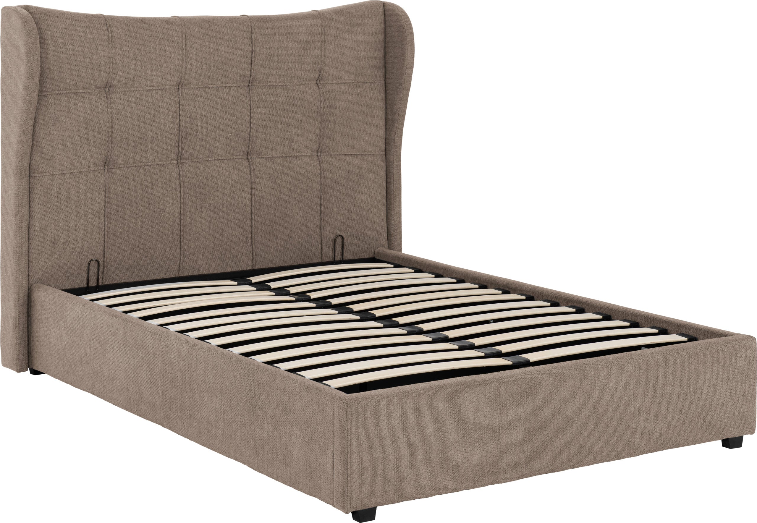 VERONA 4'6" OTTOMAN BED - BROWN FABRIC