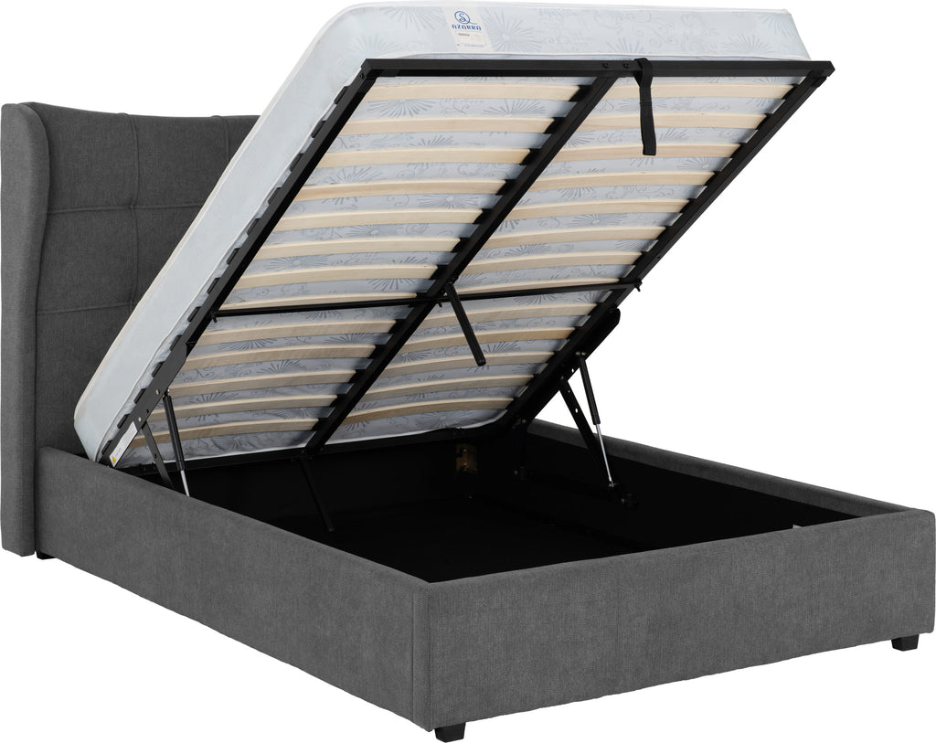 VERONA 4'6" OTTOMAN BED - GREY FABRIC