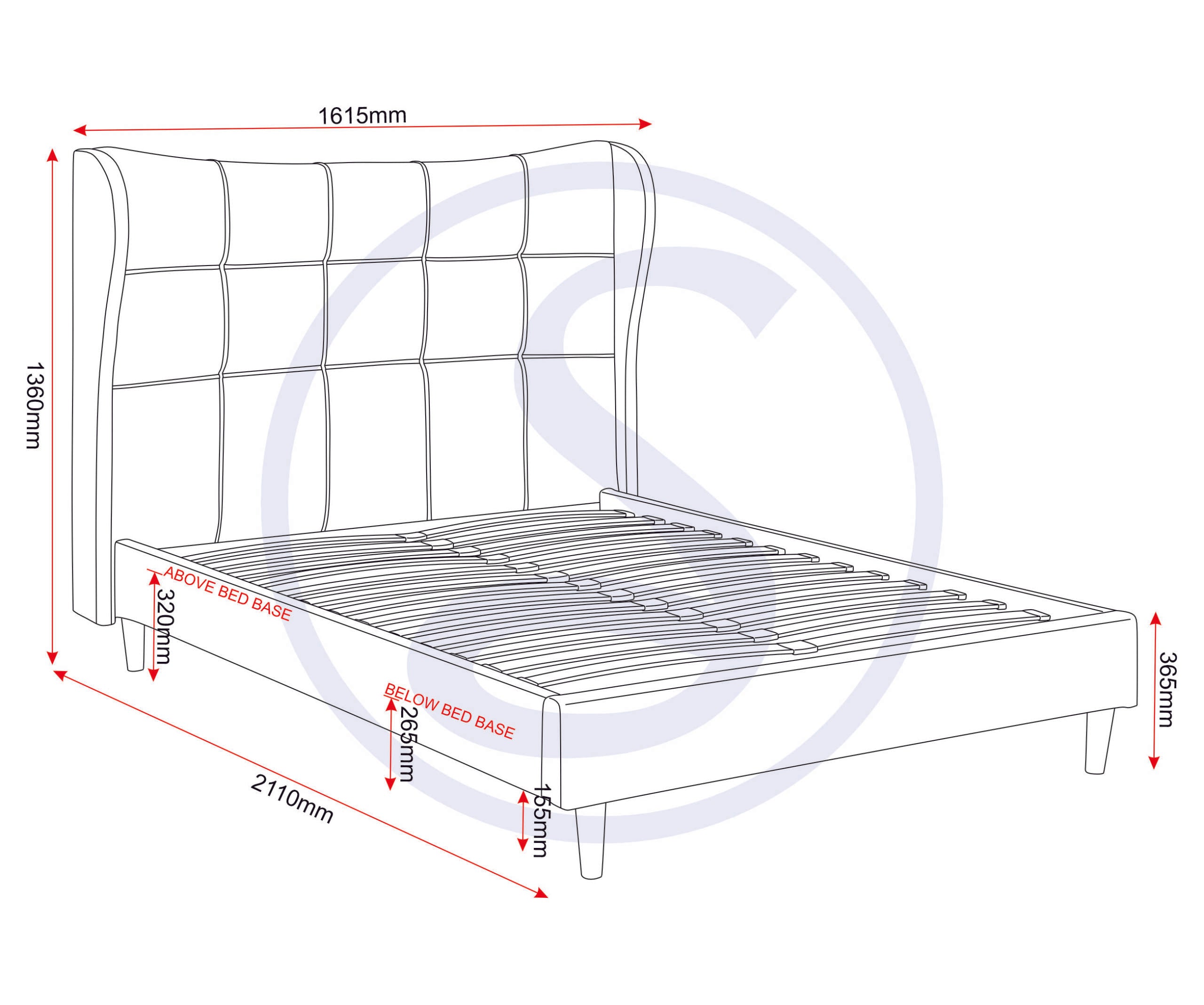 VERONA 4'6" BED - BROWN FABRIC