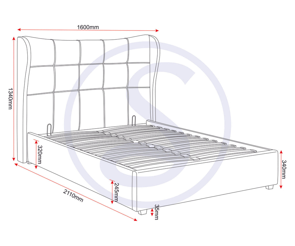 VERONA 4'6" OTTOMAN BED - GREY FABRIC