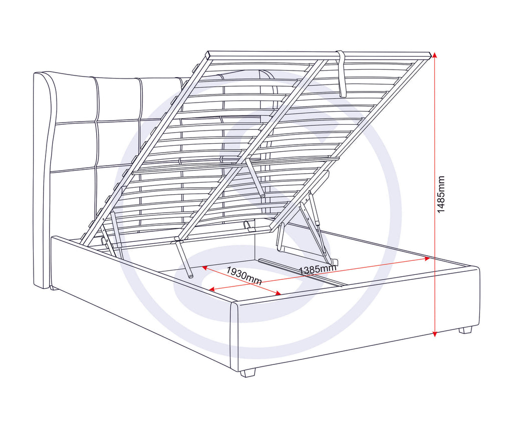 VERONA 4'6" OTTOMAN BED - GREY FABRIC