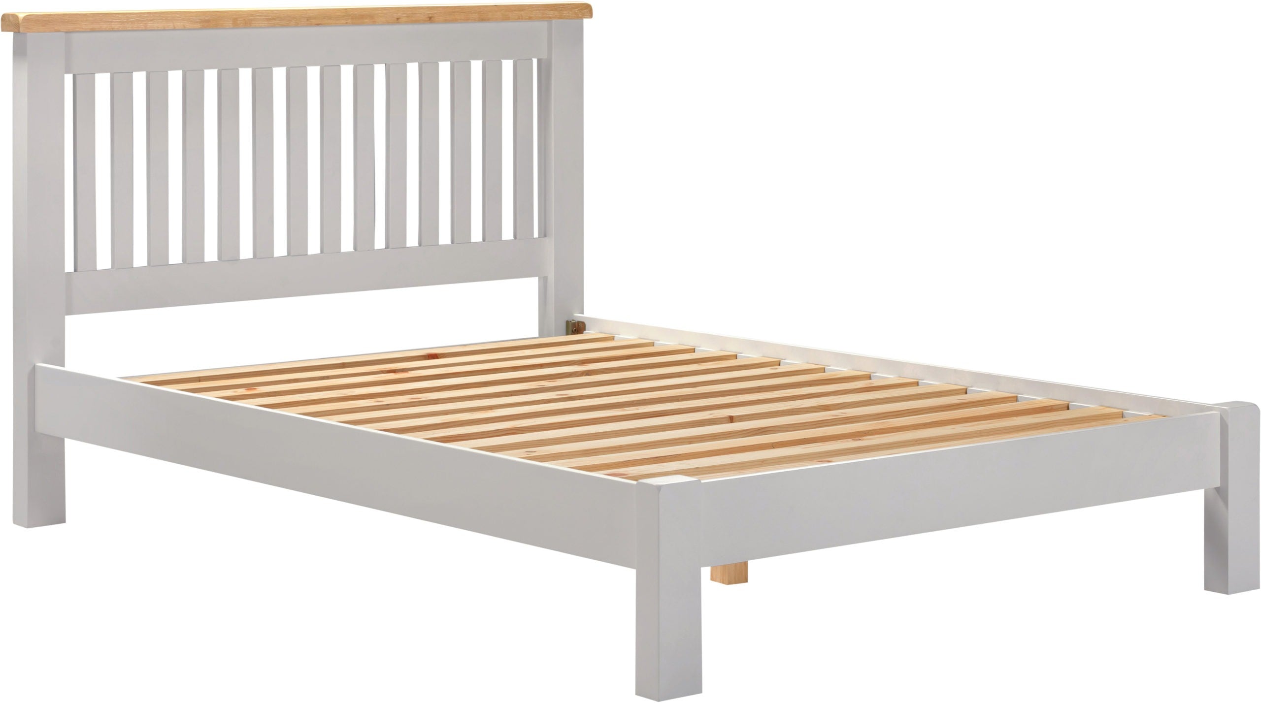 WINDSOR 4'6" LOW END BED - PEBBLE GREY/OAK