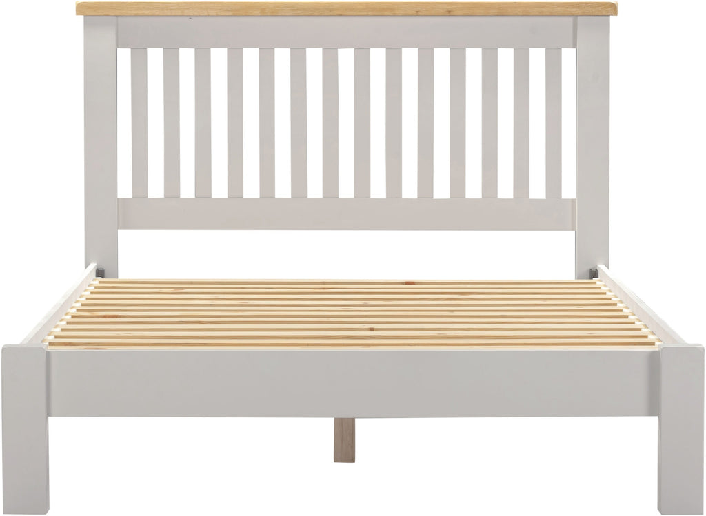 WINDSOR 4'6" LOW END BED - PEBBLE GREY/OAK