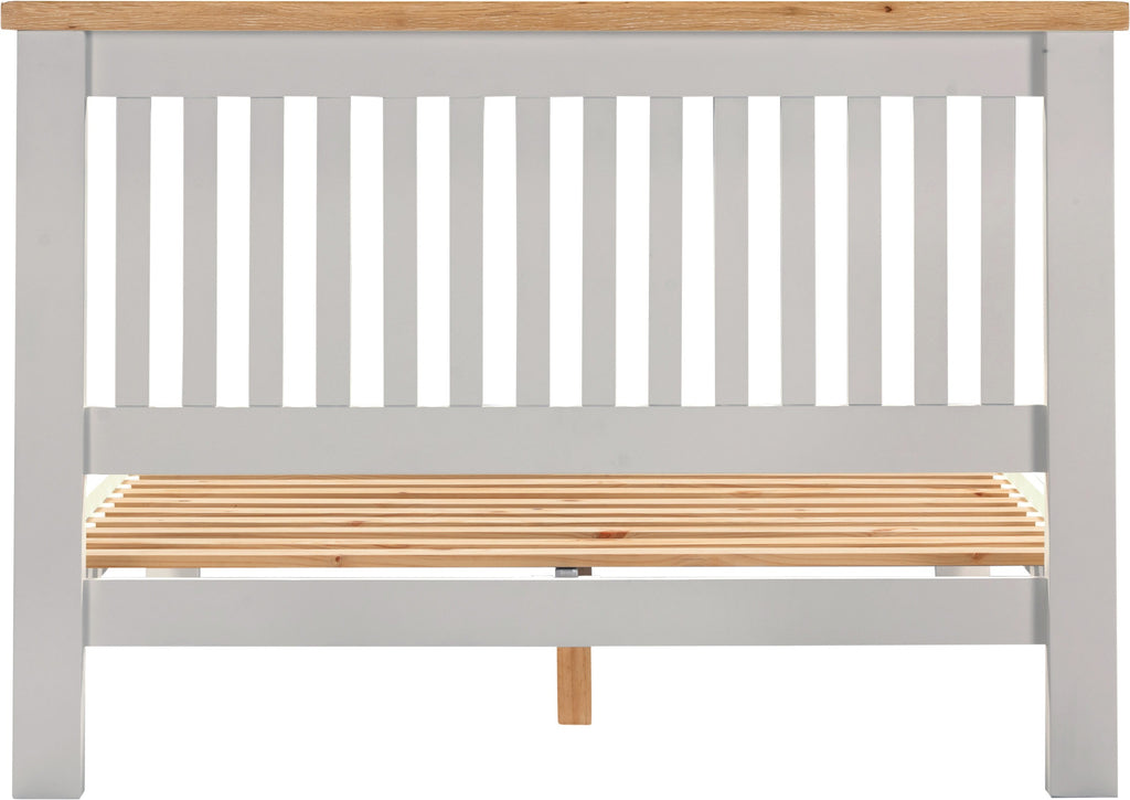 WINDSOR 4'6" LOW END BED - PEBBLE GREY/OAK