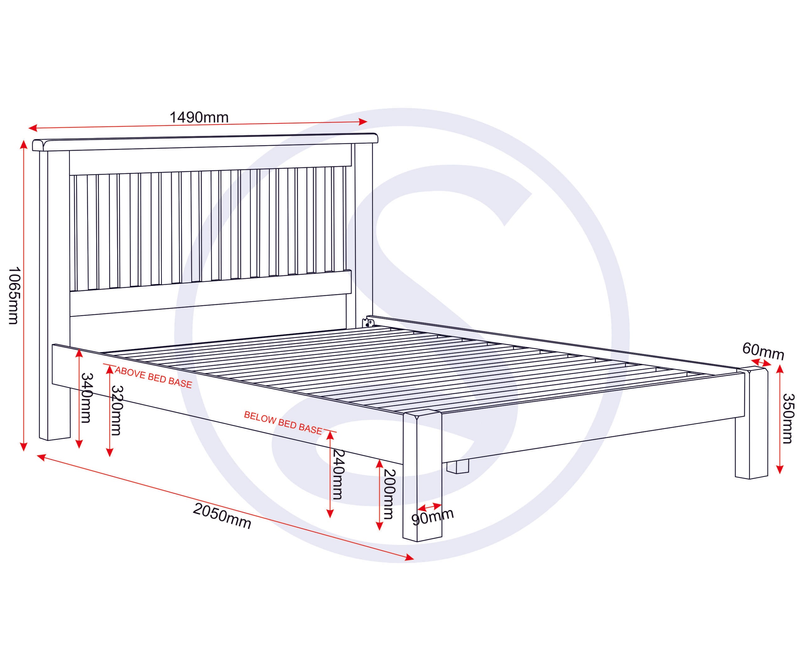 WINDSOR 4'6" LOW END BED - IVORY/OAK